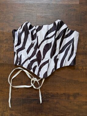 Zebra Stripe Corset Top - Black & White